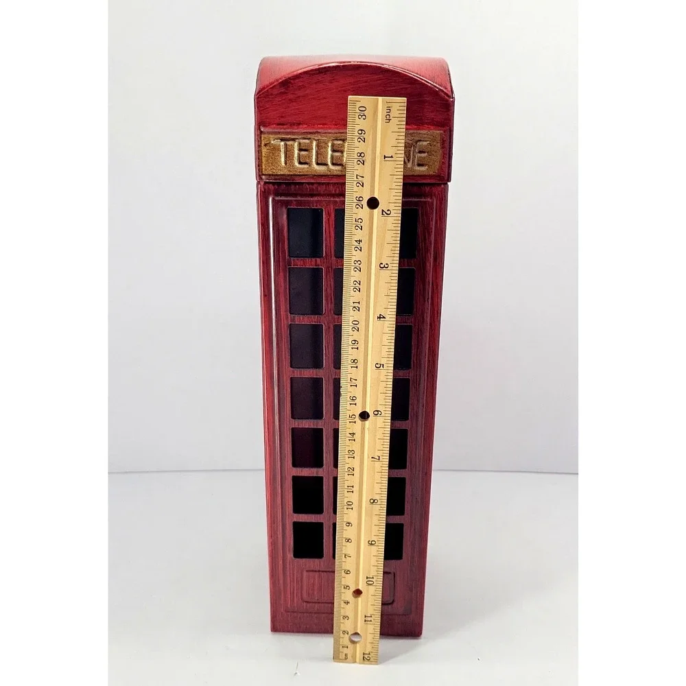 London Red Telephone Booth Metal Wine Bottle Holder 12